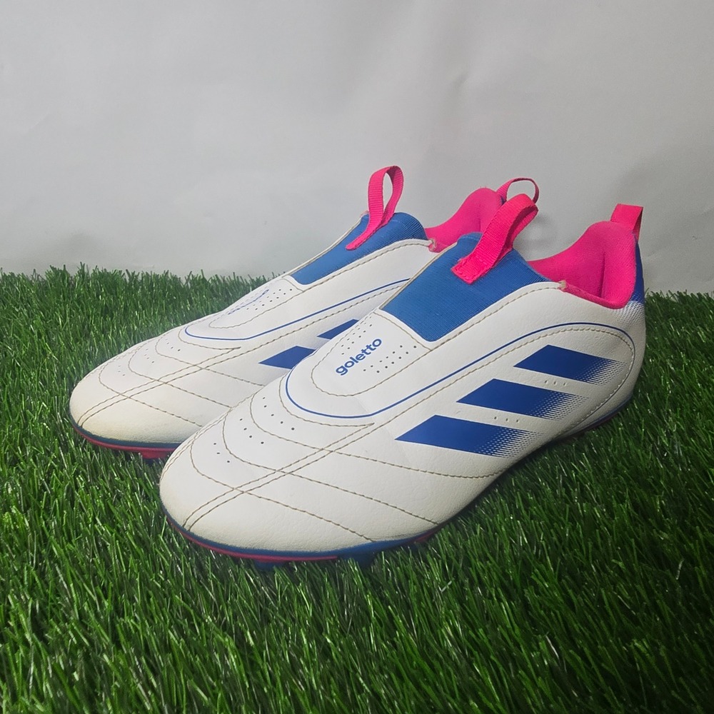 Adidas 2.5 White Blue Pink Soccer Cleats Kids Goletto Laceless Style Sport